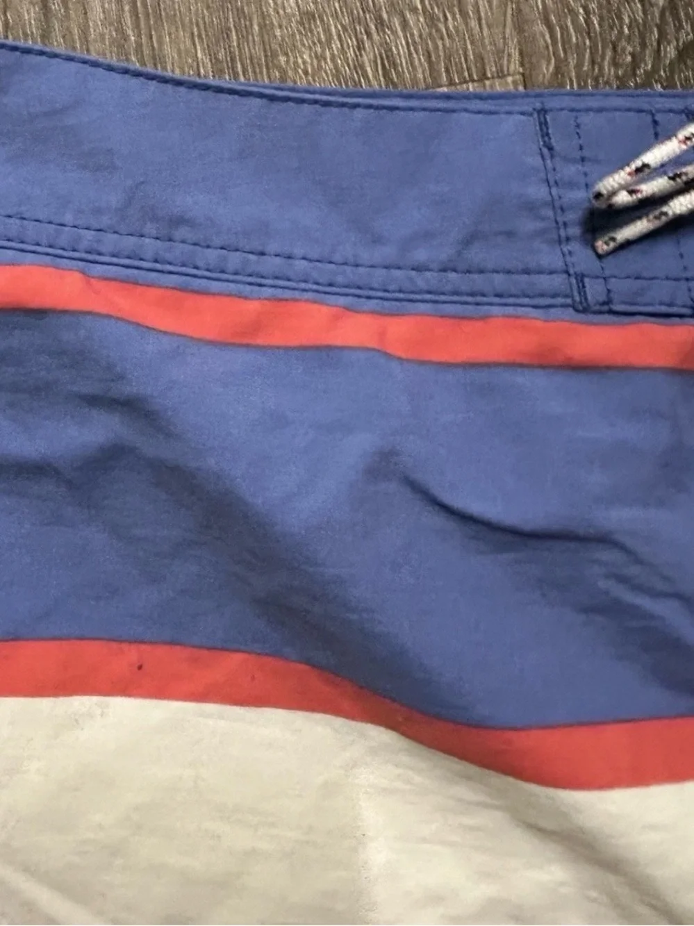 Men’s J. Crew Red White Blue Striped Swim Trunks Size 34 4th of July